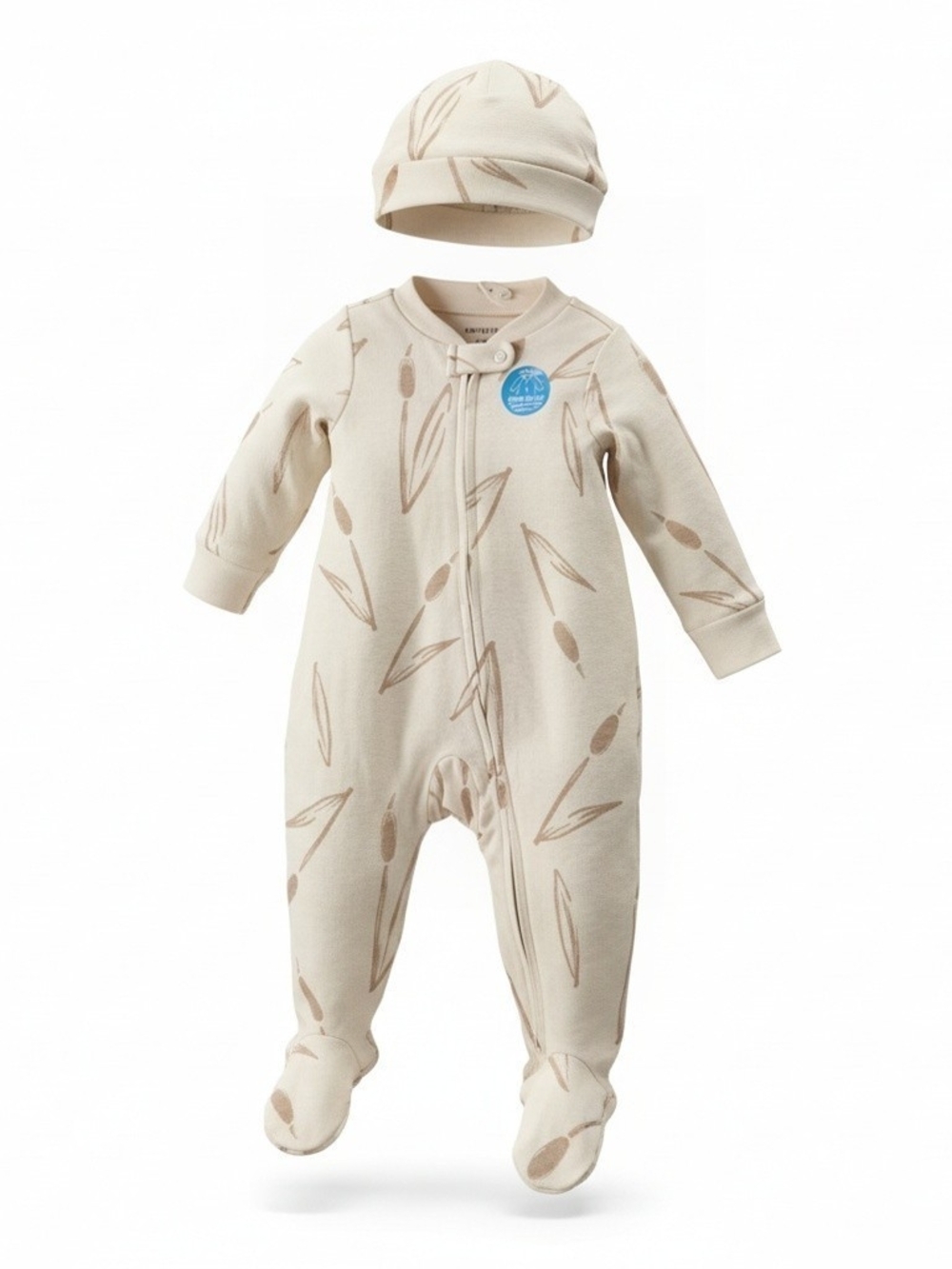 Carters 6 Months Cotton Beige Baby One-Piece with Hat & Footie